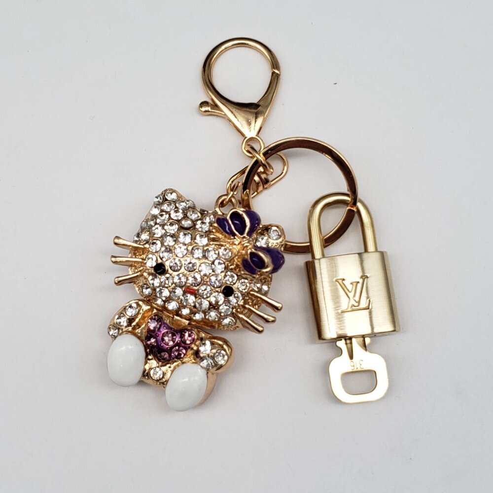Authentic Louis Vuitton Gold Lock 🔒 Keychain Bag Unbranded Hello Kitty Charm LV